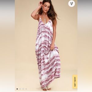Lulus Yours Tule Mauve Tie-Dye Maxi Dress